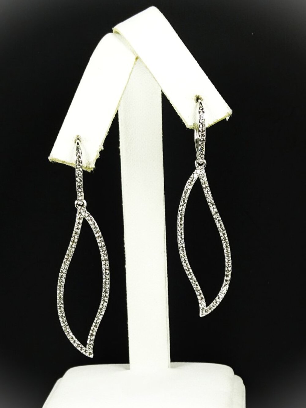 NADRI Rhodium Plate Metal & Clear Cubic Zirconia Leaf Dangle Earrings - Picture 7 of 9